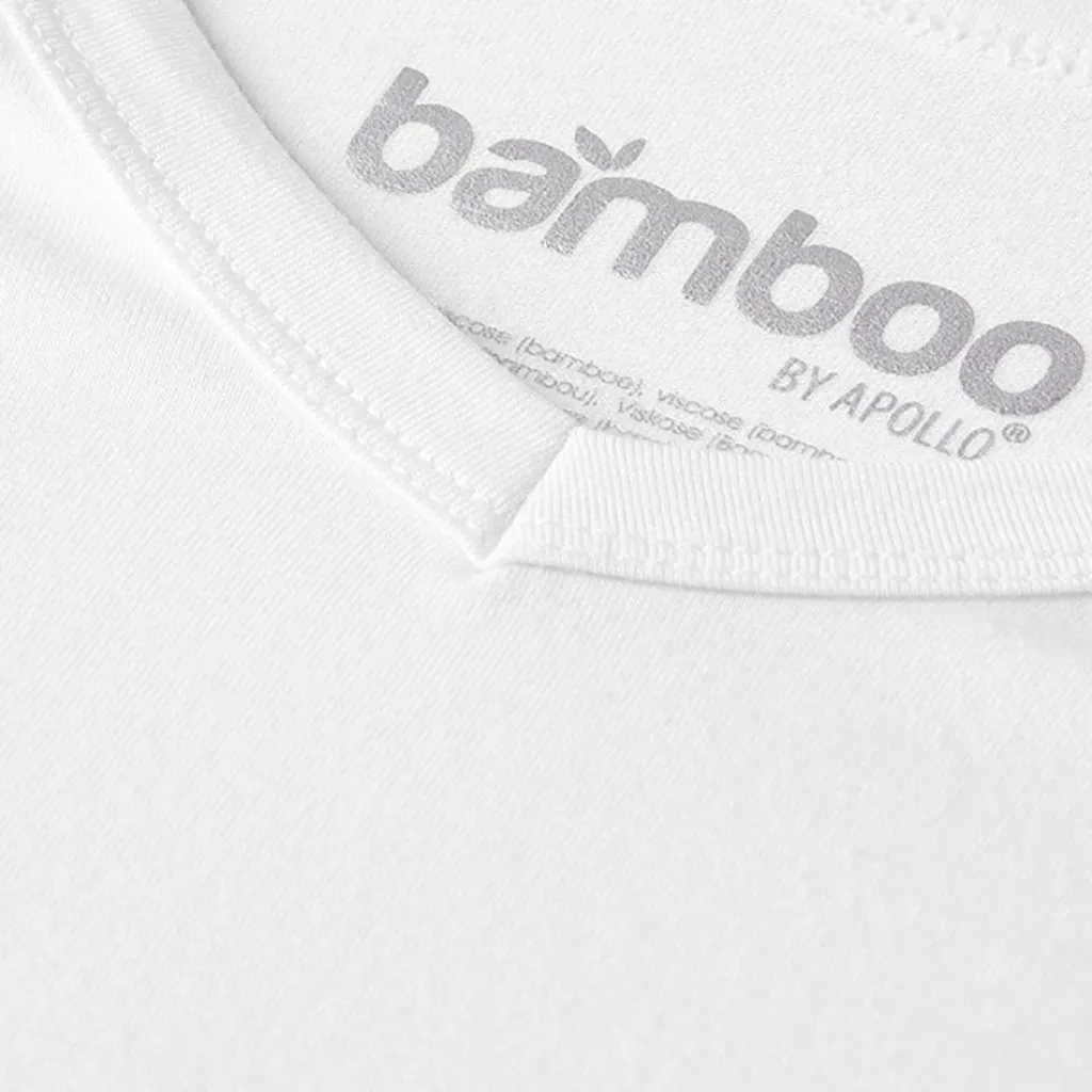 Bamboo V-hals shirt heren white 2-pack*Apollo Sale