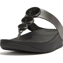 Halo Bead-Circle Metallic Toe-Post slippers dames  pewter black*Fitflop Hot