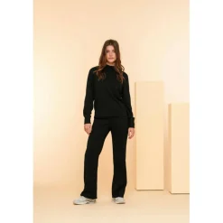 42550-21 Solid Jacquard sweater dames black*Geisha Best