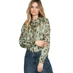 blouse dames green brown*Geisha New