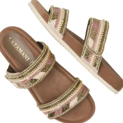 75.386 slippers dames 2-straps nude*Lazamani Sale