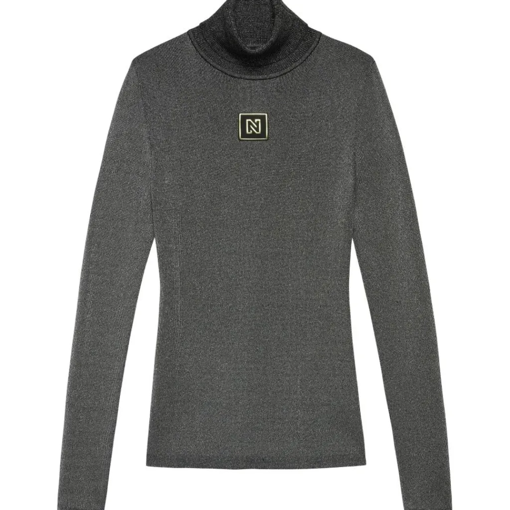 Noroton Shiny sweater dames black*NIKKIE Best