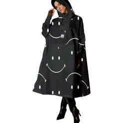 Classic Smile X Smiley regenponcho black white*Rainkiss Sale