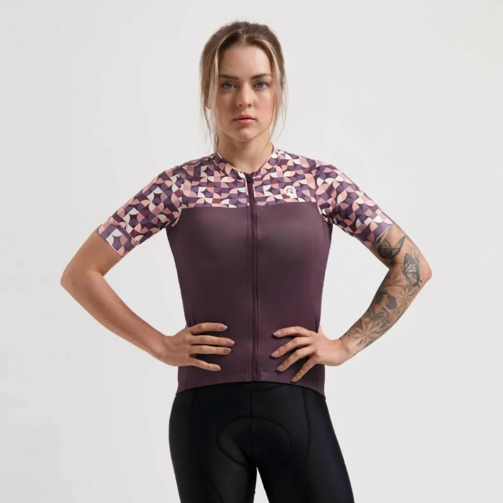 Essential Graphic fietsshirt dames bordeaux coral*Rogelli