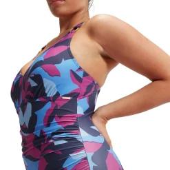 Shaping Printed V Neck badpak dames blue berry*Speedo New