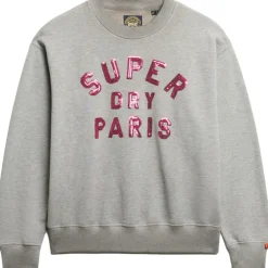 Embellished Varsity sweater dames grey marble*Superdry Discount