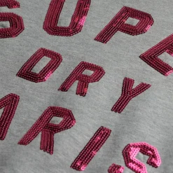Embellished Varsity sweater dames grey marble*Superdry Discount